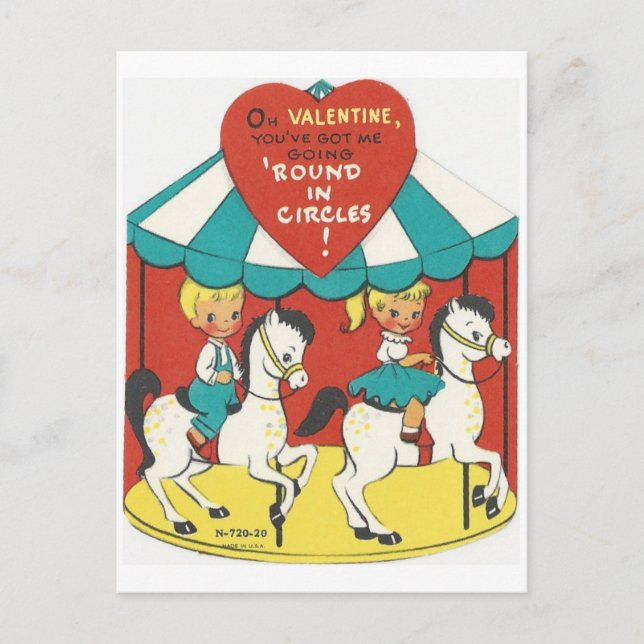Postal Festiva Viñeta Carousel Valentine (Anverso)