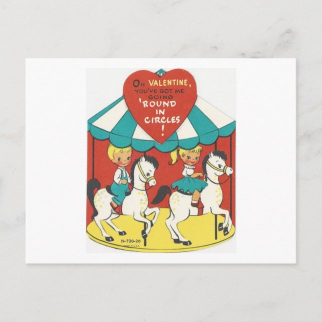 Postal Festiva Viñeta Carousel Valentine (Anverso)