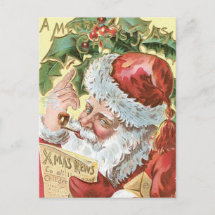 Postal Festiva Viñeta Santa con lista