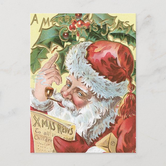 Postal Festiva Viñeta Santa con lista (Anverso)