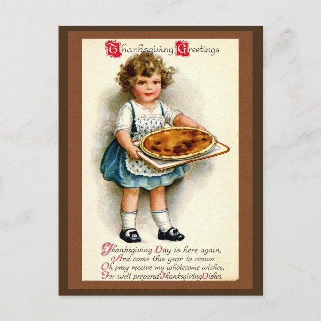 Postal Festiva Vintage 1910, Acción de Gracias (Anverso)