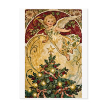 Vintage A Merry Christmas Cute Baby Angel Postcard