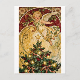 Postal Festiva Vintage A Merry Christmas Cute Baby Angel Postcard