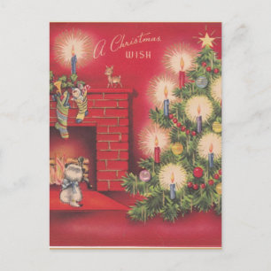 Postal Festiva Vintage A Navidades Wish Living Room