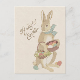Postal Festiva Vintage Abundancia de Pascua Cestas de huevo Acuar