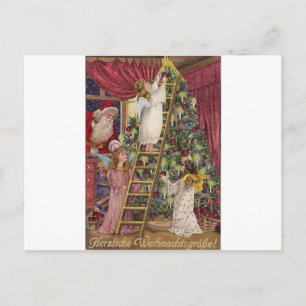 Postal Festiva Vintage Alemania Angels Navidades arte victoriano