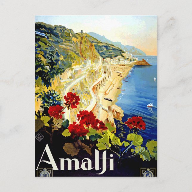 Postal Festiva Vintage Amalfi Italia Europa Viajes (Anverso)