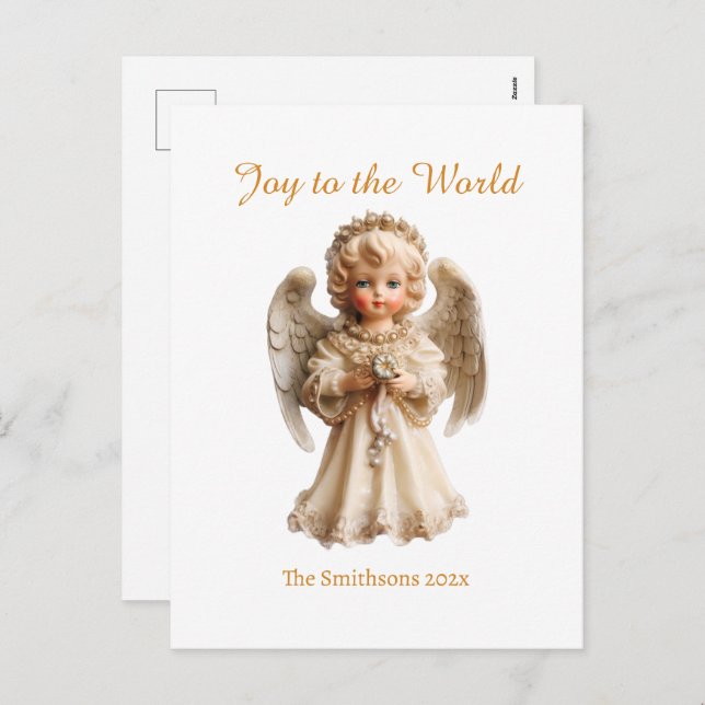 Postal Festiva Vintage Angel Christmas  (Anverso / Reverso)