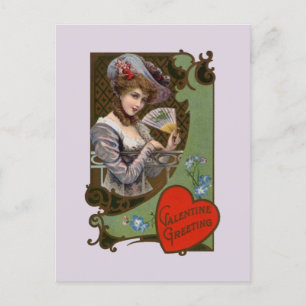 Postal Festiva Vintage Antique Victorian Valentine Greeting PC