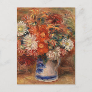 Postal Festiva Vintage Auguste Renoir Bouquet rojo rosa amarillo