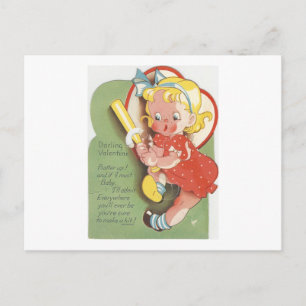 Postal Festiva Vintage Batter Chica Valentine