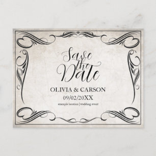 Postal Festiva Vintage Black Art Deco Wedding Save the Date