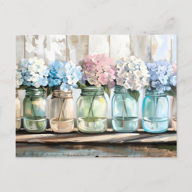 Postal Festiva Vintage Blossom Hydrangea Mason Jars (Anverso)