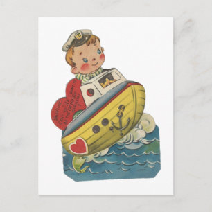 Postal Festiva Vintage Boating (Mecánico) Valentine