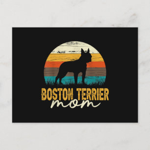 Postal Festiva Vintage Boston Terrier Mom Dog Lover Día de la Mad