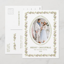 Postal Festiva Vintage Botanical Christmas Postcard