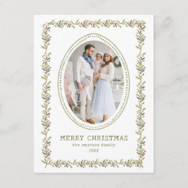 Postal Festiva Vintage Botanical Christmas Postcard