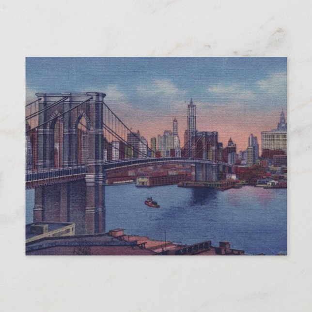 Postal Festiva Vintage Brooklyn Bridge (Anverso)