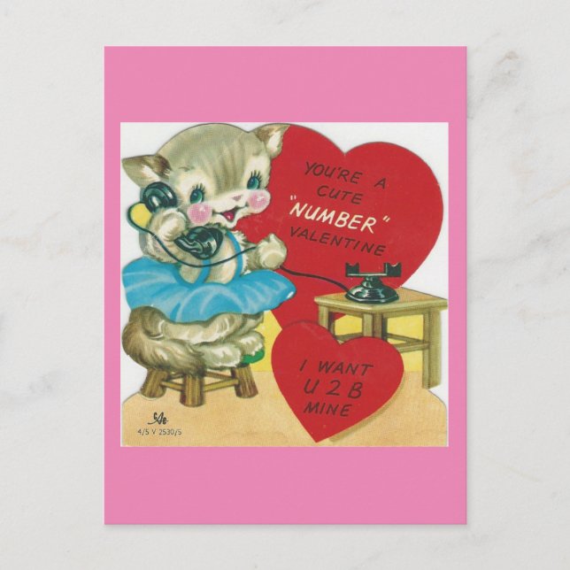 Postal Festiva Vintage Calling Kitty Valentine (Anverso)