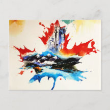 Vintage Canada Maple Leaf Travel Love Watercolor