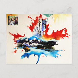 Postal Festiva Vintage Canada Maple Leaf Travel Love Watercolor