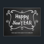 Postal Festiva Vintage Chalkboard Feliz Año Nuevo Deseos Corporat<br><div class="desc">Vintage Chalkboard Feliz Año Nuevo Deseos Corporativos</div>
