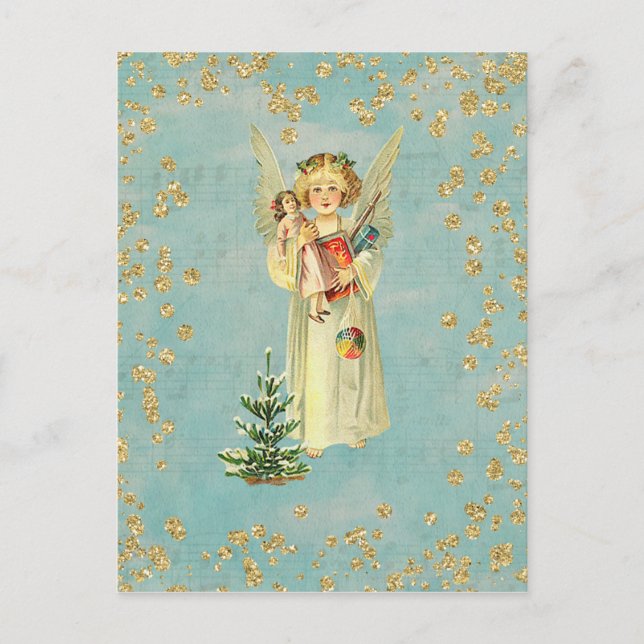 Postal Festiva Vintage Christmas Angel (Anverso)