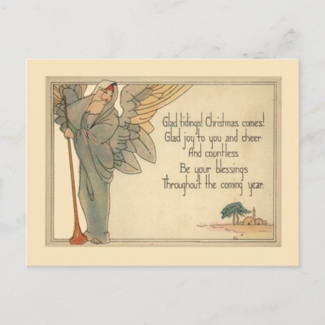 Postal Festiva Vintage Christmas, Art Deco Angel (Anverso)