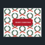Postal Festiva Vintage Christmas Berry Wreath Holiday<br><div class="desc">Un ilustracion vintage de una baya de Navidades con todos los adornos. Ideal para regalos y decoración de Navidades.</div>