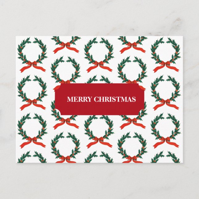 Postal Festiva Vintage Christmas Berry Wreath Holiday (Anverso)