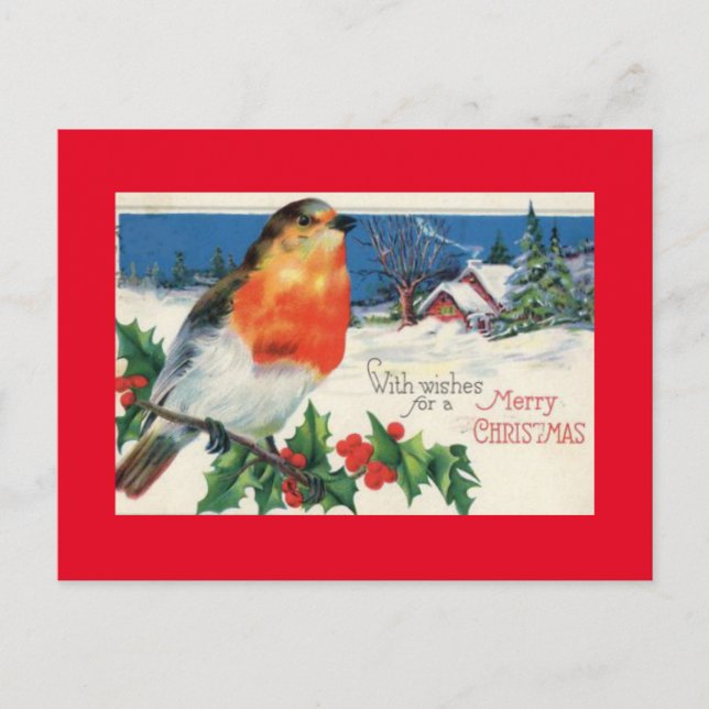 Postal Festiva Vintage Christmas Bird (Anverso)