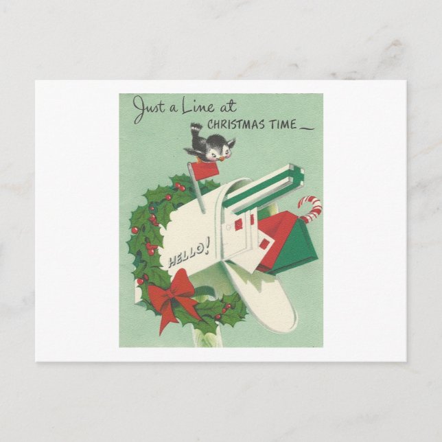 Postal Festiva Vintage Christmas Bird Card (Anverso)