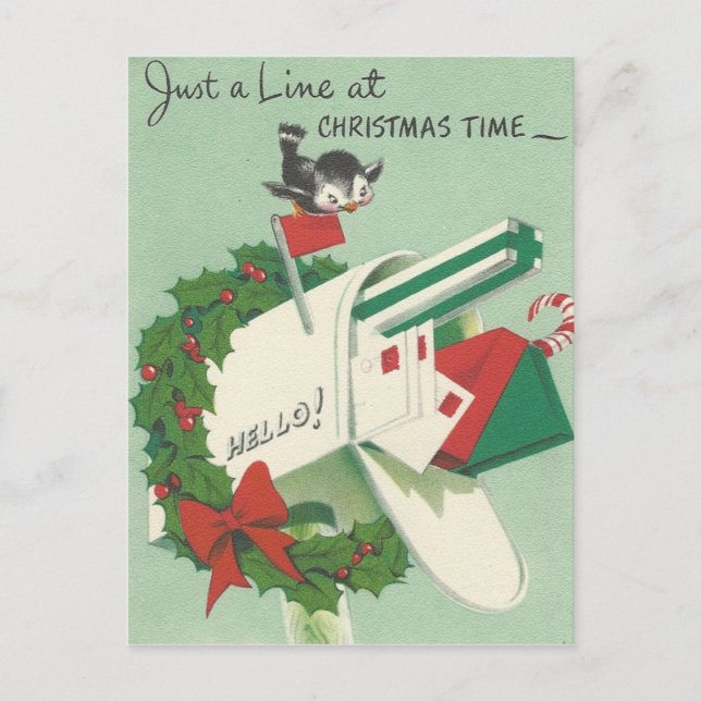 Postal Festiva Vintage Christmas Bird Card (Anverso)