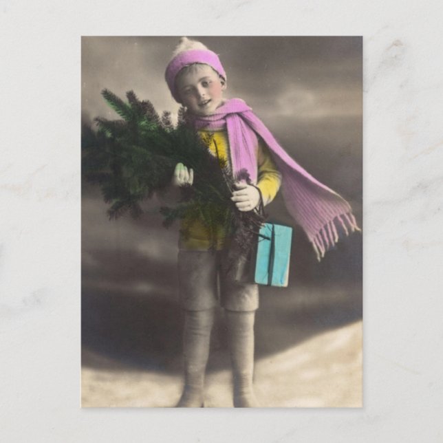 Postal Festiva Vintage Christmas Boy (Anverso)