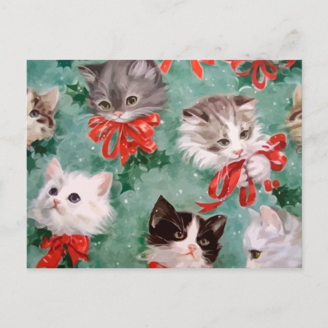 Postal Festiva Vintage Christmas Cats (Anverso)