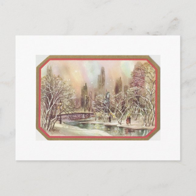 Postal Festiva Vintage Christmas City Scene (Anverso)