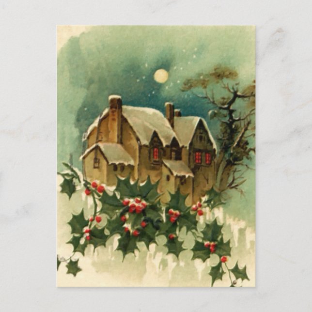Postal Festiva Vintage Christmas Cottage (Anverso)