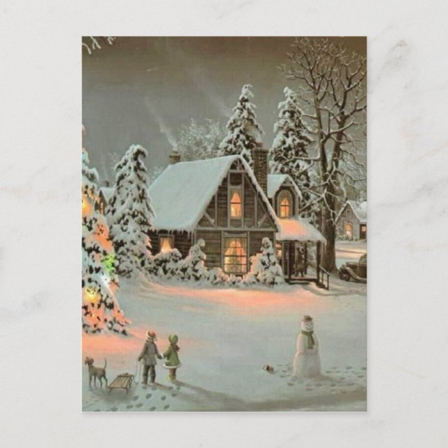 Postal Festiva Vintage Christmas Cottage (Anverso)