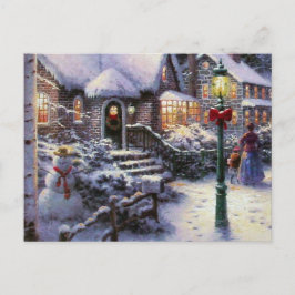 Postal Festiva Vintage Christmas Cottage Snow