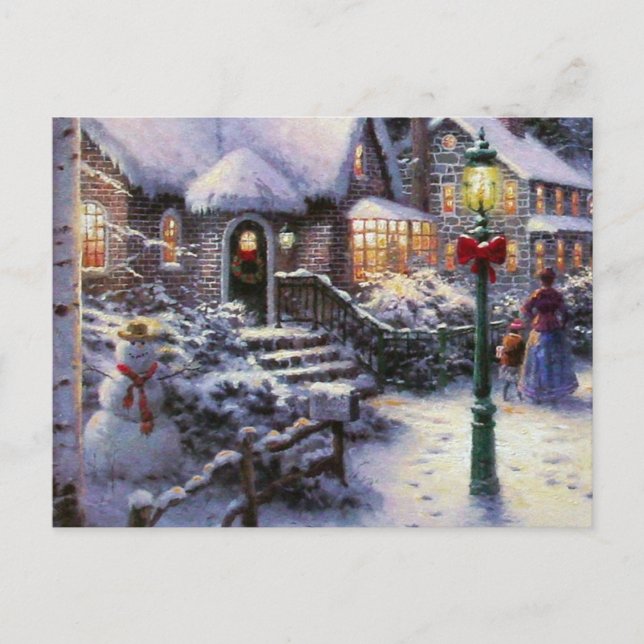 Postal Festiva Vintage Christmas Cottage Snow (Anverso)