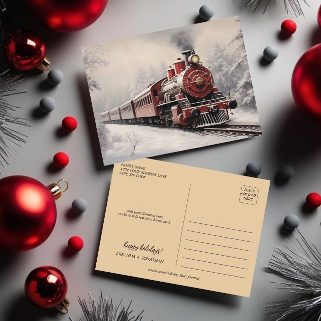 Postal Festiva Vintage Christmas Express Train (Vintage Christmas Express Train Holiday Postcard)