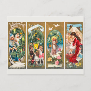 Postal Festiva Vintage Christmas Families and Christmas Trees