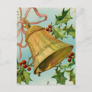 Postal Festiva Vintage Christmas Gold Bells