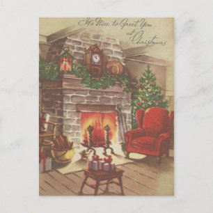 Postal Festiva Vintage Christmas Hearth