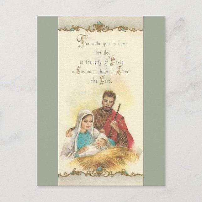 Postal Festiva Vintage Christmas Holy Family (Anverso)