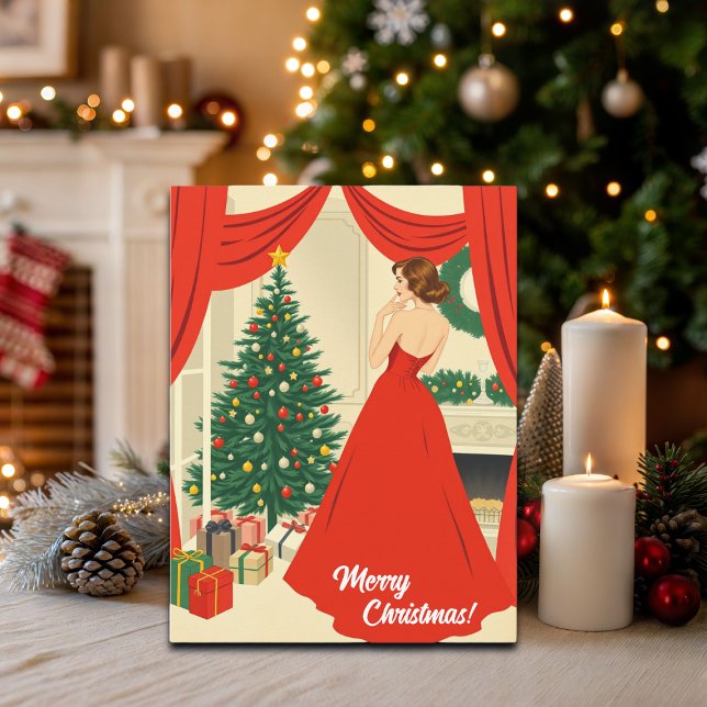 Postal Festiva Vintage Christmas Illustration (Subido por el creador)