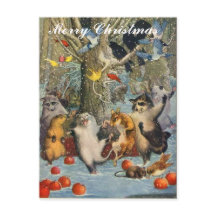 Vintage Christmas in the Woods Post Card