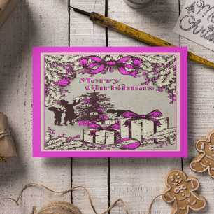 Postal Festiva Vintage Christmas Kids Decorating Tree