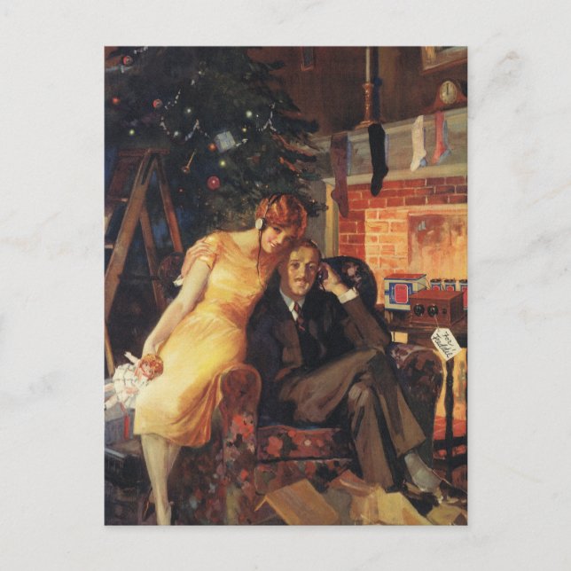 Postal Festiva Vintage Christmas, Love and Romance Couple (Anverso)