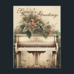 Postal Festiva Vintage Christmas Music Grand Piano Greeneration<br><div class="desc">La "tarjeta navideña vintage de Navidad Grand Piano Greenery Holiday Postcard" es una manera atemporal y elegante de difundir la alegría navideña. Esta tarjeta presenta un diseño encantador de decoración vintage de Navidad, con un piano de cola rodeado de vegetación festiva. Con su atractivo clásico y su temática musical, esta...</div>